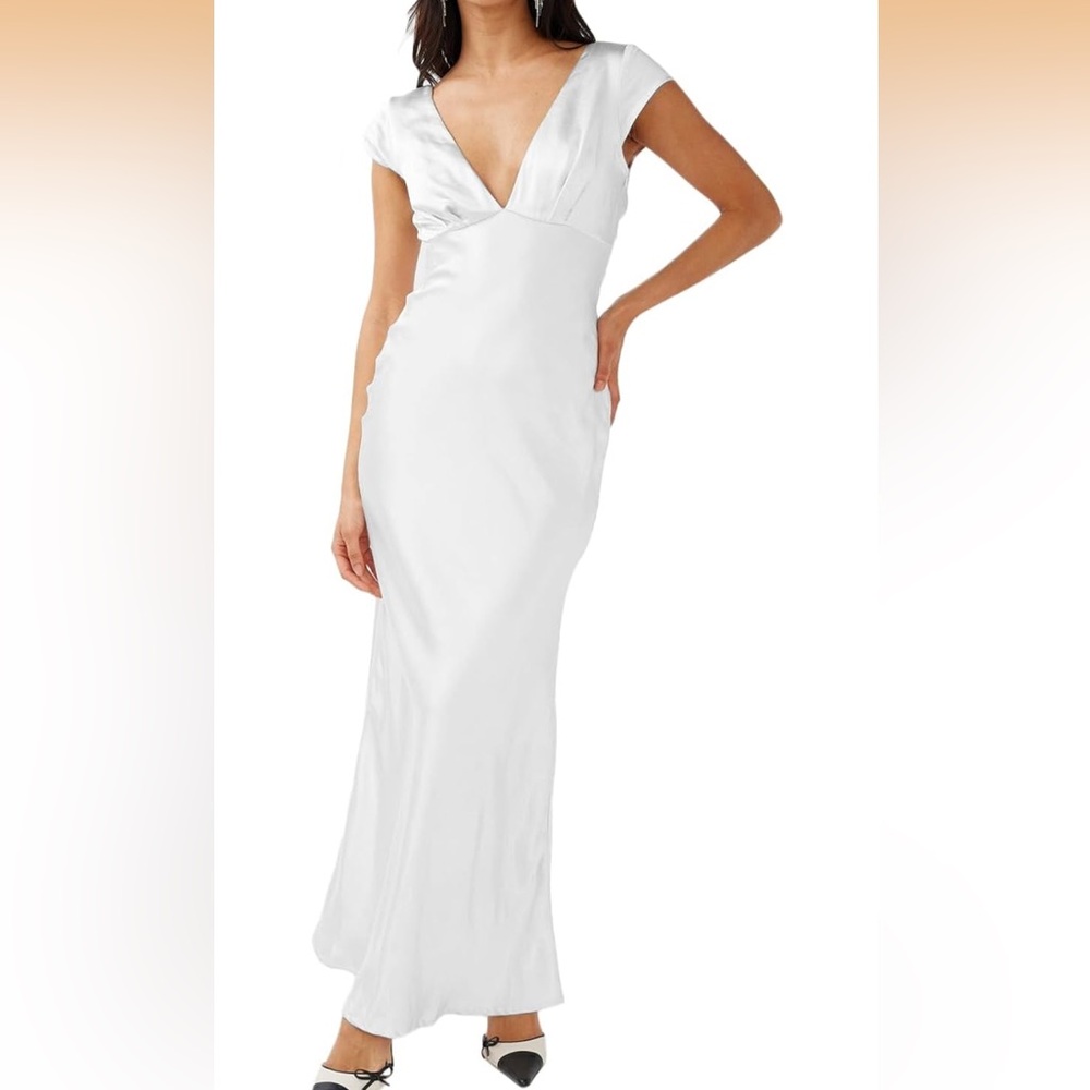 Elegant White Maxi Dress (bridal shower dress)